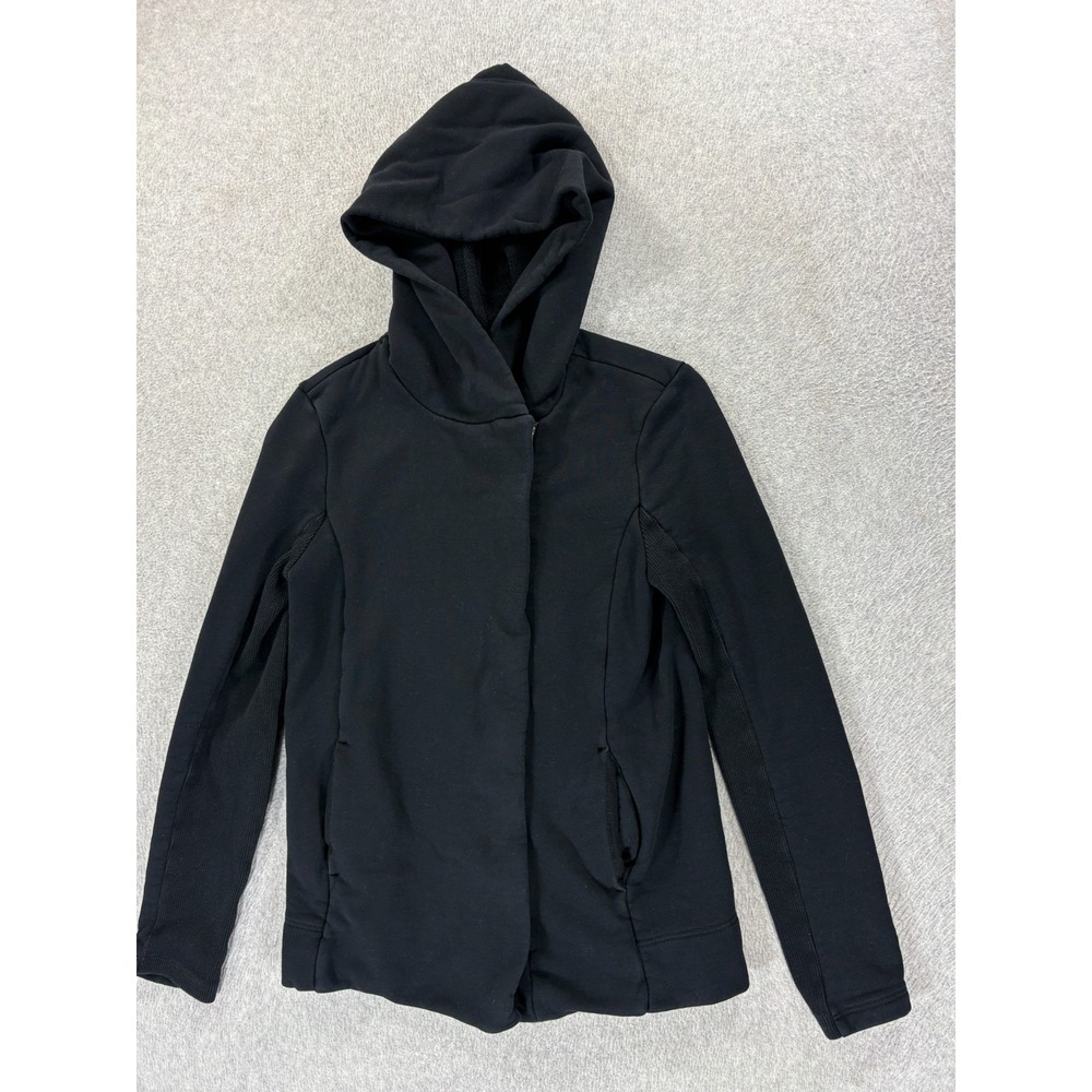 James Perse Asymmetrical Cotton Blend Jacket (Women's Size 1 Small) Black